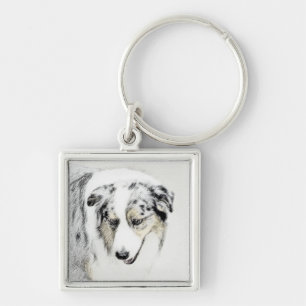 Australian Shepherd Painting - Original Dog Art Schlüsselanhänger