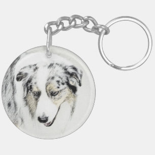 Australian Shepherd Painting - Original Dog Art Schlüsselanhänger