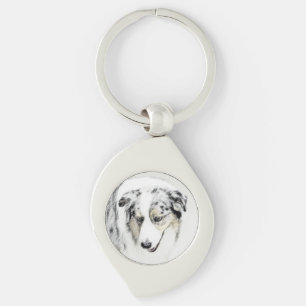 Australian Shepherd Painting - Original Dog Art Schlüsselanhänger