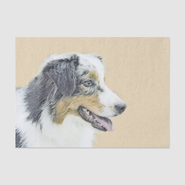 Australian Shepherd Painting - Original Dog Art Seidenpapier (Vorderseite)