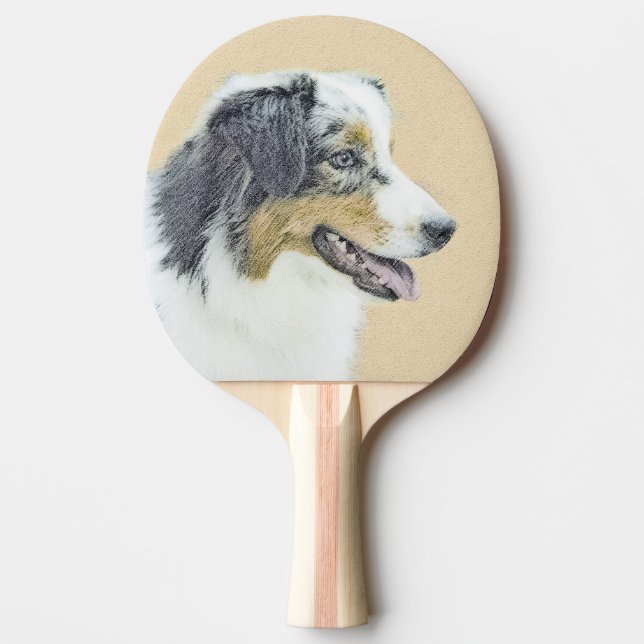 Australian Shepherd Painting - Original Dog Art Tischtennis Schläger (Vorderseite)