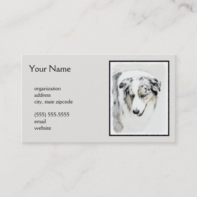 Australian Shepherd Painting - Original Dog Art Visitenkarte (Vorderseite)