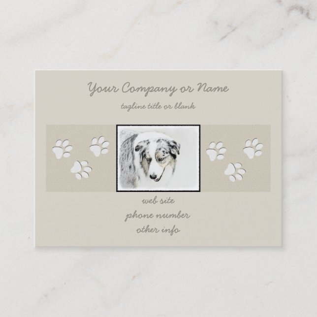 Australian Shepherd Painting - Original Dog Art Visitenkarte (Vorderseite)