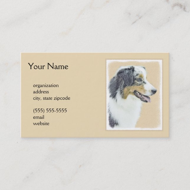 Australian Shepherd Painting - Original Dog Art Visitenkarte (Vorderseite)