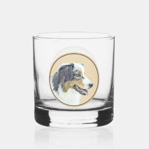 Australian Shepherd Painting - Original Dog Art Whiskyglas