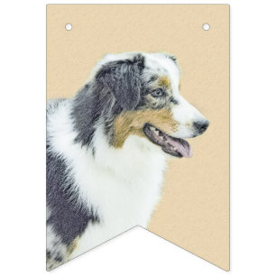 Australian Shepherd Painting - Original Dog Art Wimpelkette