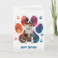 Australian Shepherd Pawprint Birthday