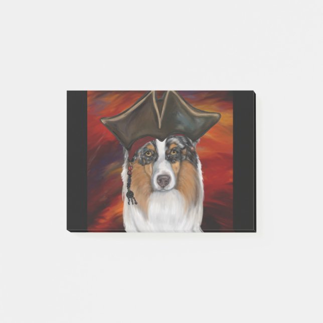 Australian Shepherd Pirate Post-it Klebezettel (Vorderseite)