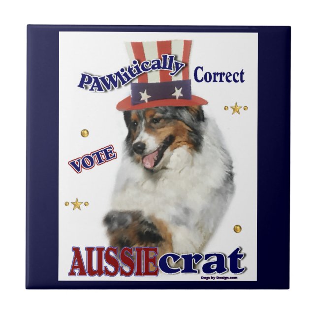 Australian Shepherd Political Humor Fliese (Vorderseite)
