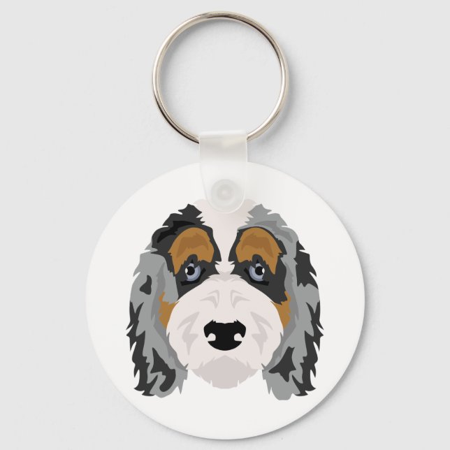 Australian Shepherd Poodle mix, Aussie Doodle Key Schlüsselanhänger (Rückseite)