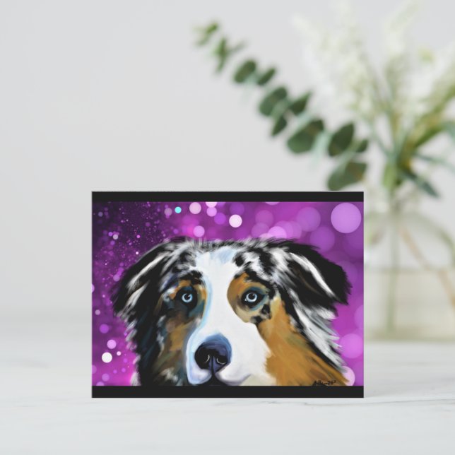 AUSTRALIAN SHEPHERD  POSTKARTE (Stehend Vorderseite)