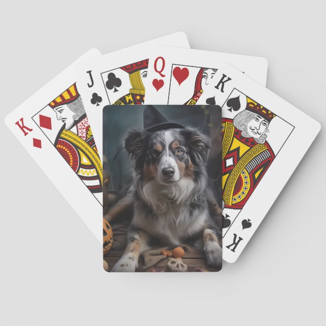 Australian Shepherd Pumpkins Halloween Beängstigen Spielkarten (Rückseite)