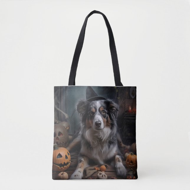Australian Shepherd Pumpkins Halloween Beängstigen Tasche (Vorderseite)