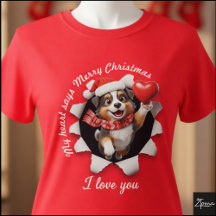Australian Shepherd Puppy Christmas Heart Scarf