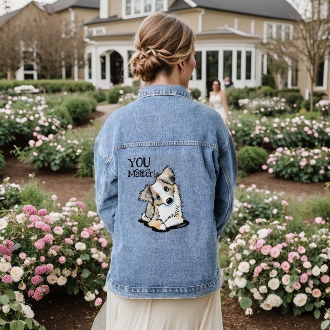 Australian Shepherd Puppy Jeansjacke (Hochzeit Rückseite)