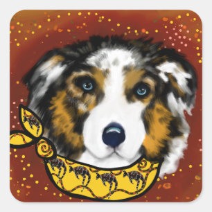 AUSTRALIAN SHEPHERD QUADRATISCHER AUFKLEBER