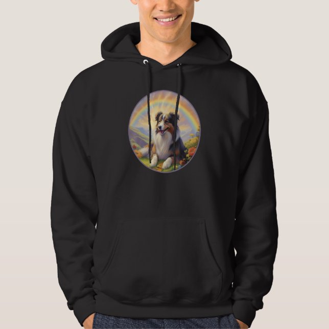 Australian Shepherd Rainbow Bridge Aussie Dog Memo Hoodie (Vorderseite)