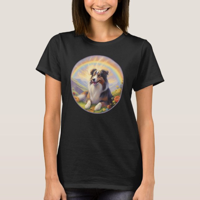 Australian Shepherd Rainbow Bridge Aussie Dog Memo T-Shirt (Vorderseite)