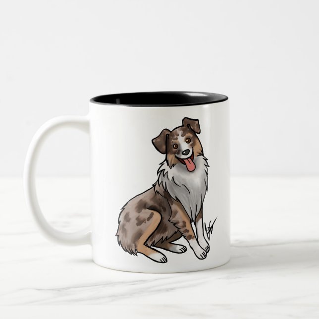 Australian Shepherd - Red Merle Two-Tone Coffee Mu Zweifarbige Tasse (Links)