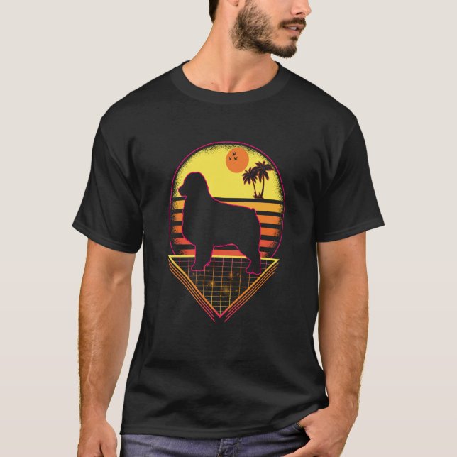 Australian Shepherd Retro Sunset Vintage  Dog T-Shirt (Vorderseite)