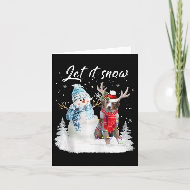 Australian Shepherd Santa Dog Christmas Snowman Xm Karte (Vorderseite)
