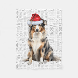 Australian Shepherd Santa Dog Weihnachten Fleecedecke