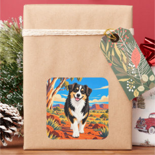 Australian Shepherd SAVOR THE JOURNEY Kunstprint Quadratischer Aufkleber