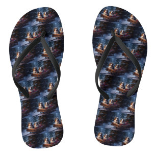 Australian Shepherd Snowy Sleigh Weihnachtsdekor Flip Flops