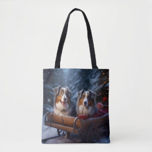 Australian Shepherd Snowy Sleigh Weihnachtsdekor Tasche