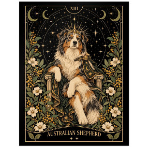 Australian Shepherd, Sternen-Tarot-Kunst Postkarte