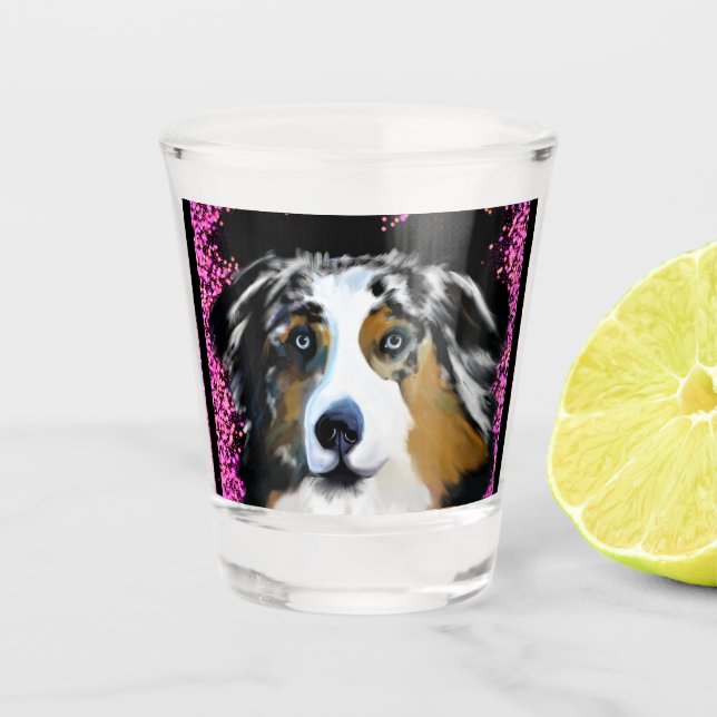 Australian Shepherd Valentine Schnapsglas (Vorderseite)