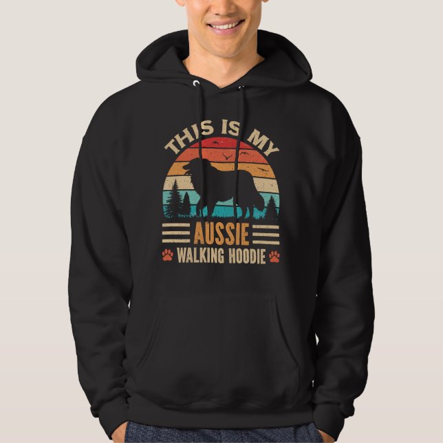 Australian Shepherd Walking Aussie Walker Sunset Hoodie (Vorderseite)