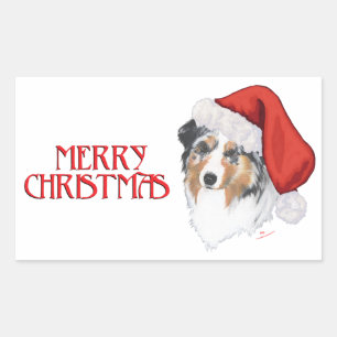 Australian Shepherd Weihnachten Rechteckiger Aufkleber