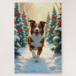 Australian Shepherd Weihnachtsbaumplantage Malerei
