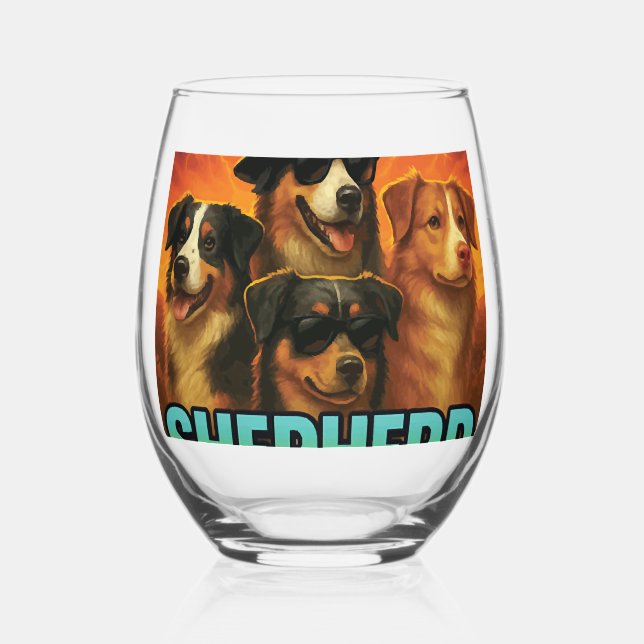 Australian Shepherd Weinglas Ohne Stiel (Vorderseite)
