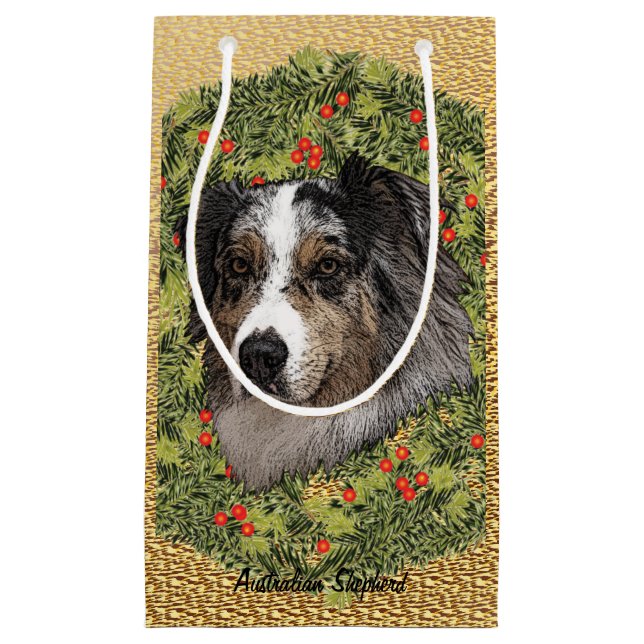 Australian Shepherd Wreath Kleine Geschenktüte (Vorderseite)