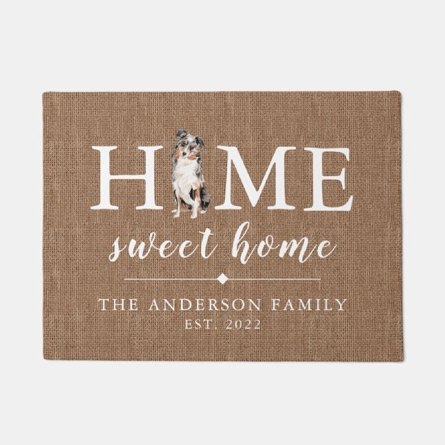 Australian Shepherd Zuhause Sweet Zuhause Doormat Fußmatte (Vorderseite)