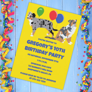 Australian Shepherds Birthday Party Einladung