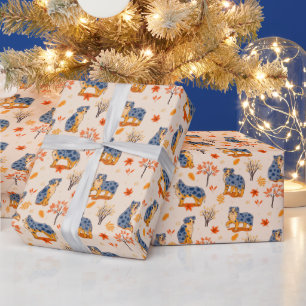 Australian Shepherds Herbstblätter Büsche Muster Geschenkpapier