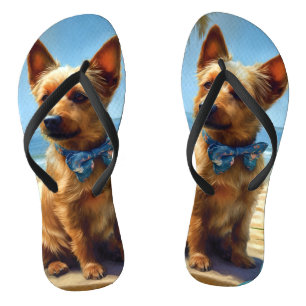Australian Terrier am Strand Hunde Liebhaber Somme Flip Flops
