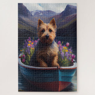 Australian Terrier auf Paddle: Ein landschaftliche