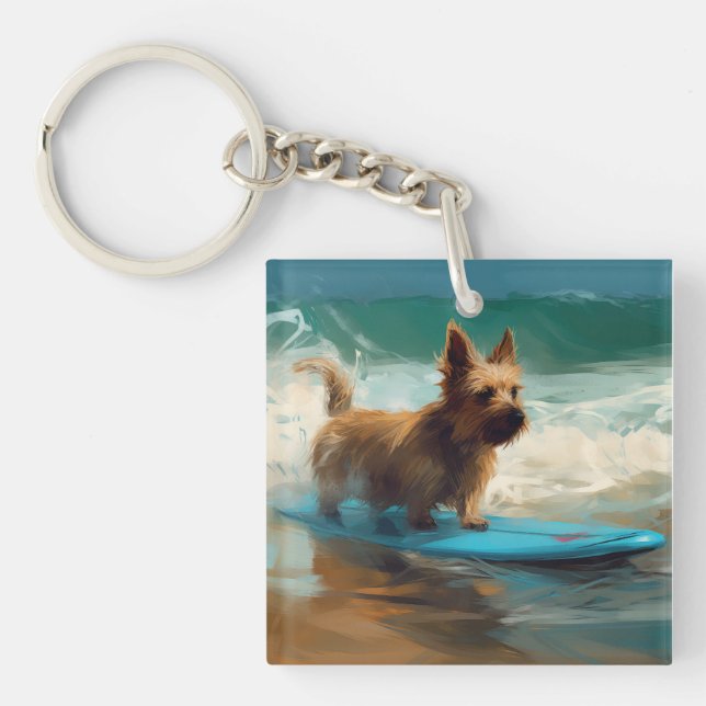 Australian Terrier Beach Surfing Paining (Devant)
