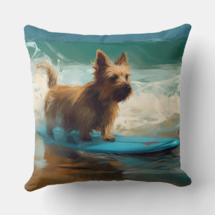 Australian Terrier Beach Surfing Painting Kissen