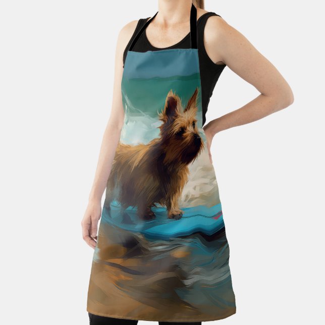Australian Terrier Beach Surfing Painting Schürze (InSitu)