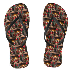 Australian Terrier by Fireplace Christmas Flip Flops