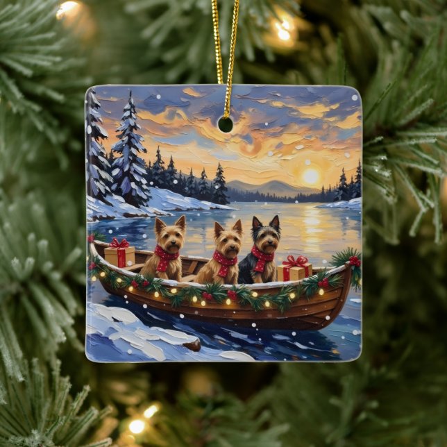 Australian Terrier Christmas Boat Holiday Keramikornament (Baum)