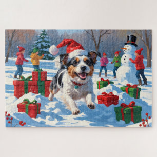 Australian Terrier Christmas Festive Snow Scene