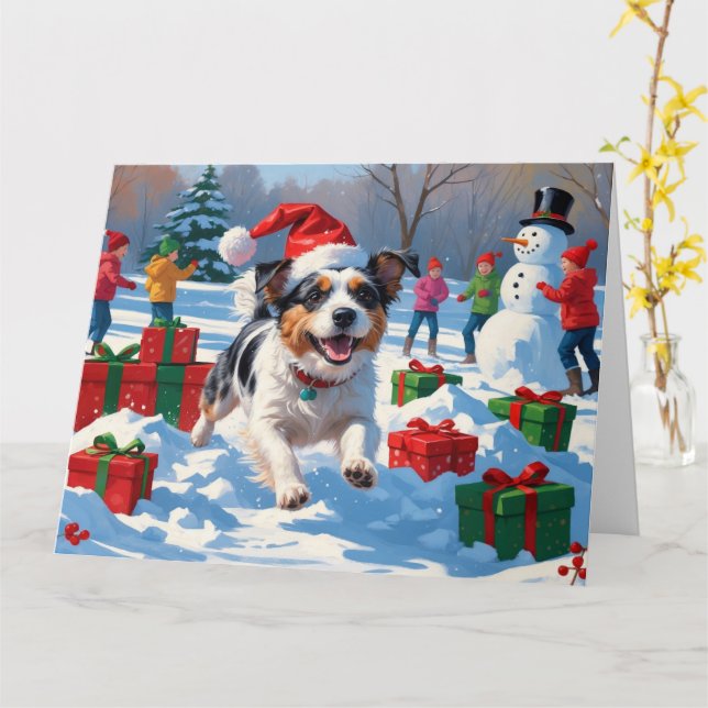 Australian Terrier Christmas Festive Snow Scene Karte (Gelbe Blume)