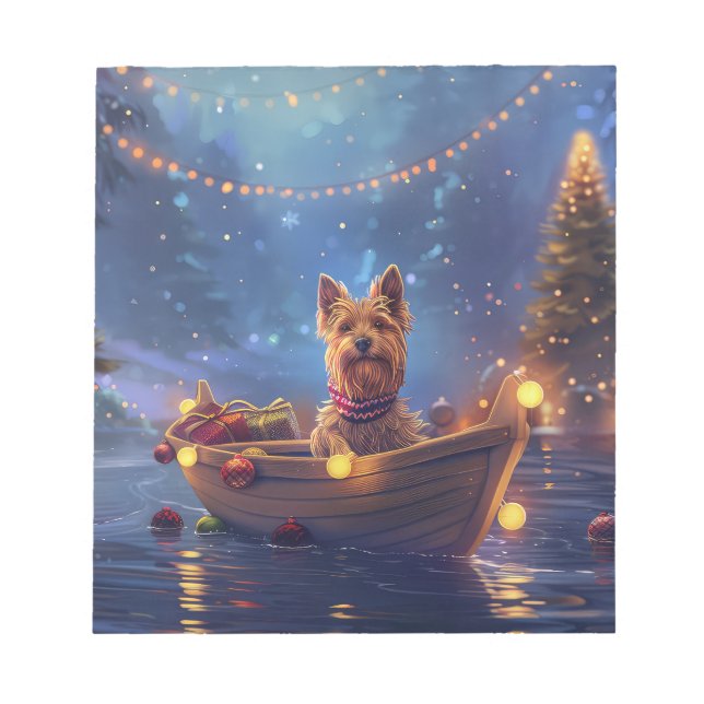 Australian Terrier Christmas Festive Voyage Notizblock (Vorderseite)