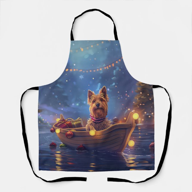 Australian Terrier Christmas Festive Voyage Schürze (Vorderseite)